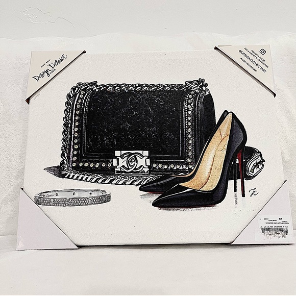 Design District Designer Canvas Wall Art With Rhinestones & Glitter NWT - Picture 1 of 3